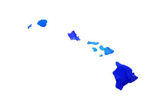 Hawaii map - Polygon Style Vector Illustration in Blue Gradient, Low Poly Geometric Design, Isolated on White Background, Perfect for Infographics, Education, and Modern Presentations.