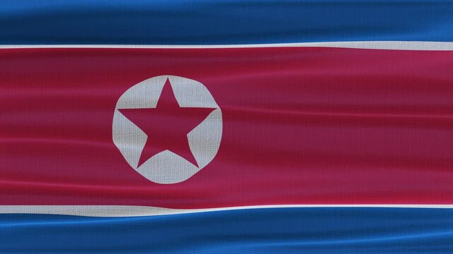 North Korea flag waving in the wind with high quality fabric texture
