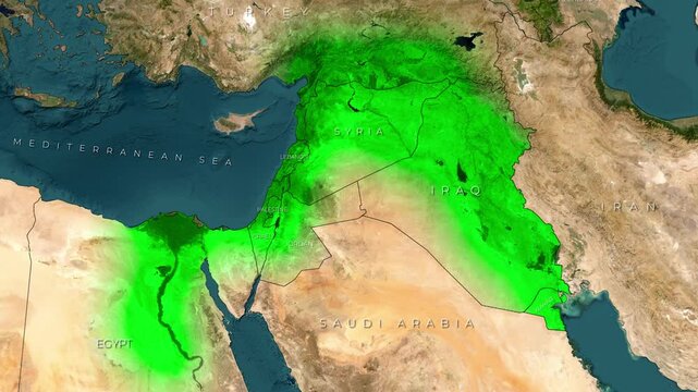 Fertile Crescent Map of Mesopotamia and Egypt Showing First Ancient Cities Animation