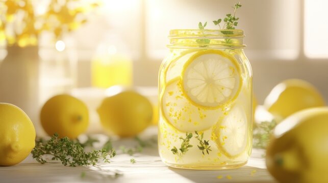 Fresh Lemon Iced Tea in a Jar
