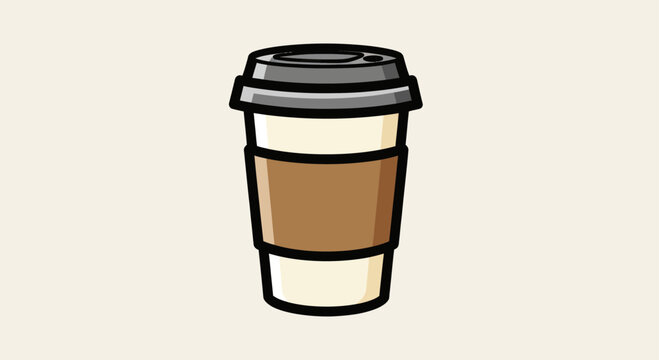 Disposable Coffee Cup with Sleeve and Lid.