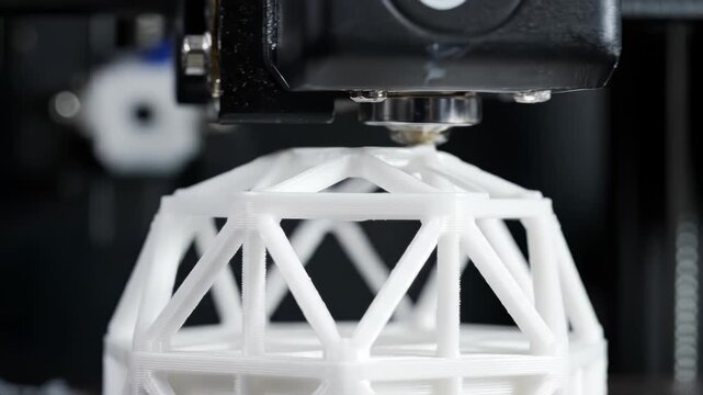 3D Printer Extruding White Plastic
