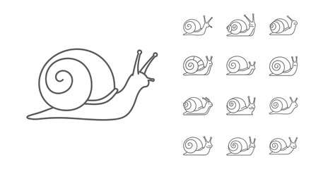 Snail illustration with multiple snail designs. © narco