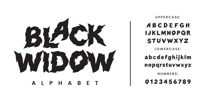 Black Widow sharp horror font for halloween party poster scary movie title and dark fantasy design