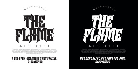 The Flame blackletter gothic font for heavy metal band logo tattoo studio and streetwear apparel design © happy