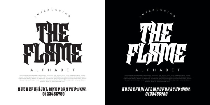 The Flame blackletter gothic font for heavy metal band logo tattoo studio and streetwear apparel design