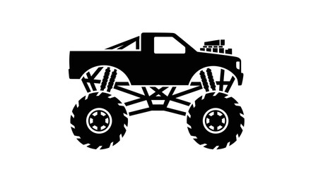 Monster Truck Silhouette Icon - Off-road Vehicle with Large Tires © lobes