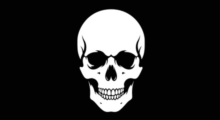 Obraz premium White Skull Illustration on a Black Background.