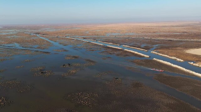 The Al-Jubaysh Marshes, located in Dhi Qar, Iraq, are part of the Mesopotamian marshlands, one of the world's largest wetland ecosystems. Known for their rich biodiversity, these marshes are home to u