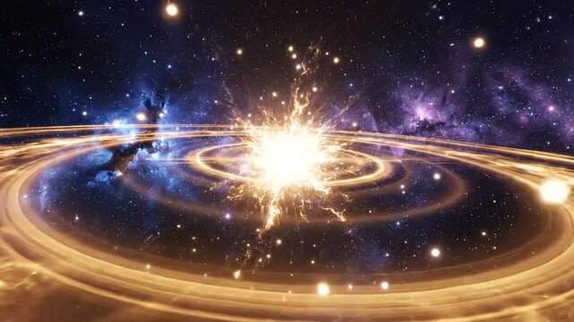 Vibrant star system in space galaxy.