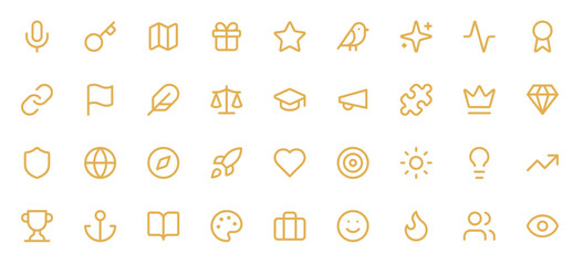Fototapeta premium Luxury Gold Thin Line Icons Set on Black Background for Web UI and App Design