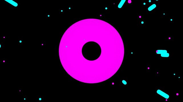 neon donut ring with floating particles on transparent background