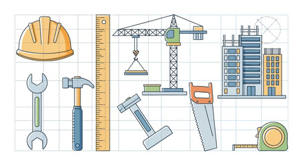Construction tools and equipment set. © Gagah