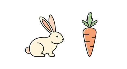 Obraz premium White rabbit eating a carrot.