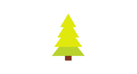 Obraz premium Stylized Christmas Tree Icon with Green Foliage and Brown Trunk on White Background