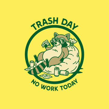 Raccoon wearing sunglasses relaxing trash.