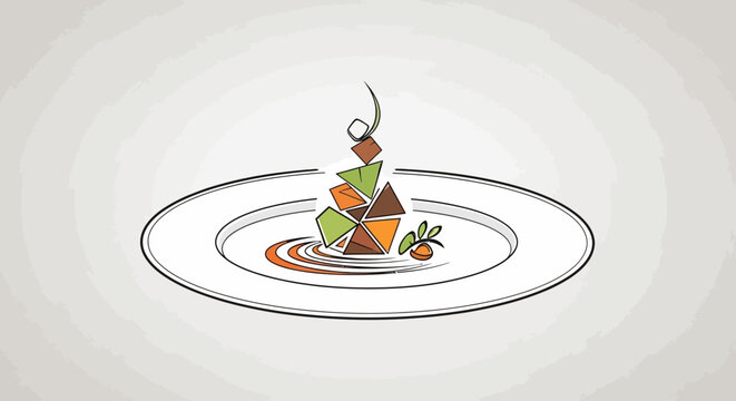 Abstract food art on a white plate