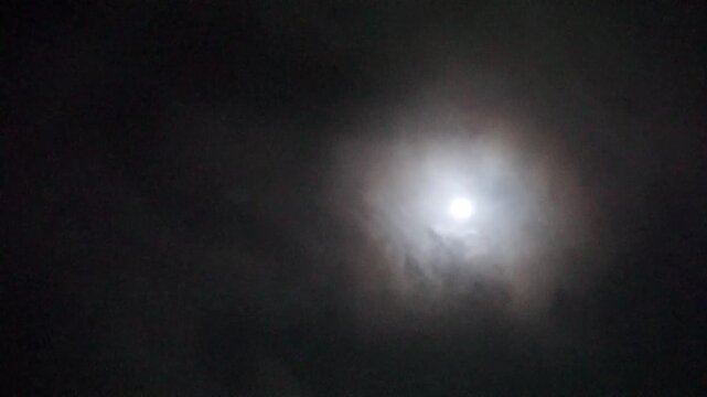 Minimal Full Moon in Night Sky Background
