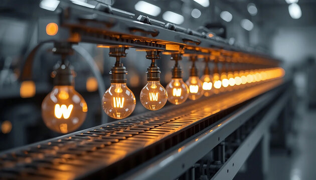 Creative idea factory producing light bulbs innovation concept