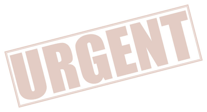 Bold beige urgent stamp text label design isolated on transparent background for priority messaging transparent background