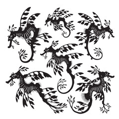 Black Leafy sea dragon  Silhouette Vector, High Quality Illustration on White Background © dream