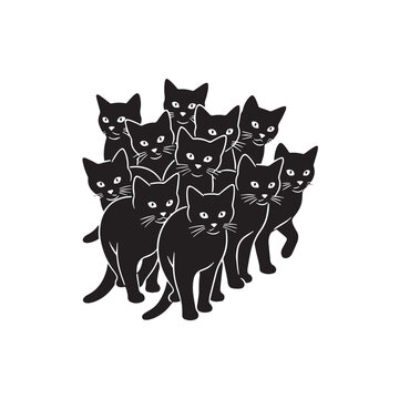 Black Kodkod Silhouette Vector, High Quality Illustration on White Background