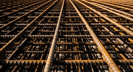 Obraz premium Steel rebar grid for reinforced concrete construction