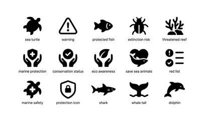 Fototapeta premium Icons of marine conservation and animal protection for environmental awareness