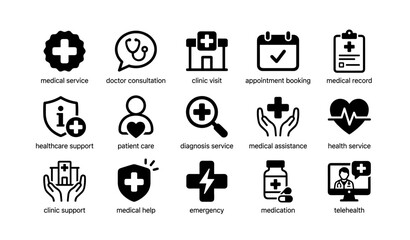 Fototapeta premium Medical service icons for healthcare support and diagnosis assistance