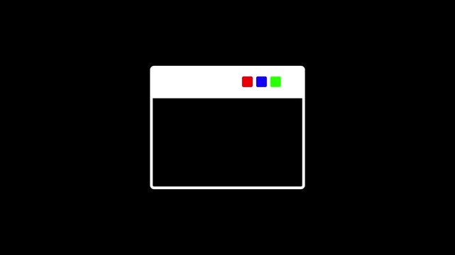 Minimalist White Window Frame with Red Green Blue Squares in the Right Corner on a Black Background Indicating Browser Tabs or Color Channels
