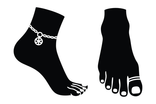 Anklet and bare feet with pedicure vector illustration