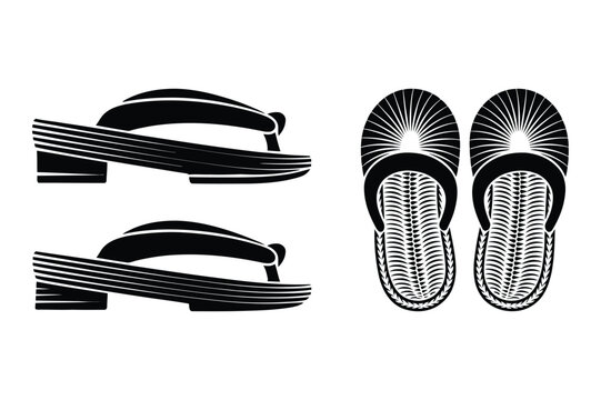 Geta sandals and zori sandals vector illustration