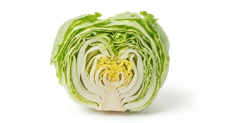 Fototapeta premium Fresh Cabbage Cut in Half on White Background