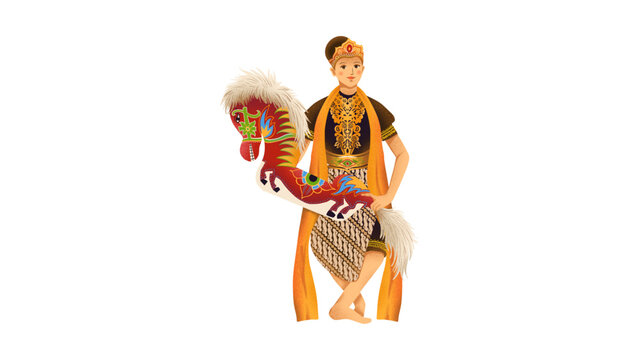 Man Performing Traditional Jathilan Kuda Lumping Horse Dance
