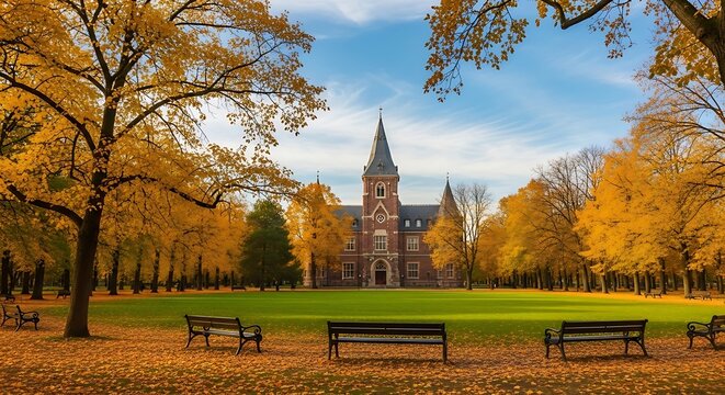 Cornell University in Autumn - A Picturesque Campus Scene.