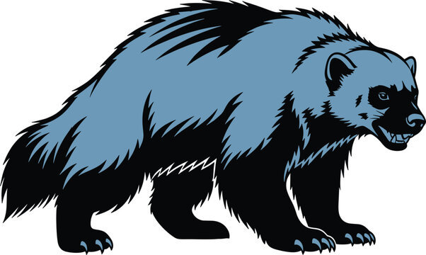 Wolverine Illustration with Bold Features and Unique Color Palette for Wildlife and Nature Designs