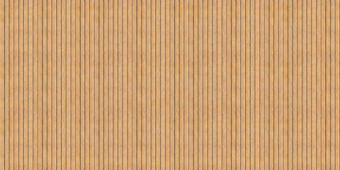 Brown wood panel seamless texture background. Natural brown wooden plank fence. Vertical lath slat...