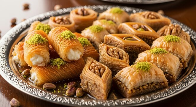 Assortment of Sweet Turkish Baklava Pastries