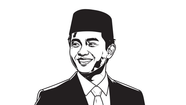 Portrait of a smiling man wearing traditional Indonesian attire and a black peci hat.