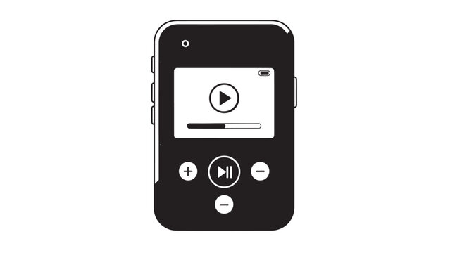 Mobile Phone with Music Player App Displayed on Screen.