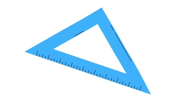 Blue triangle ruler icon on a white background
