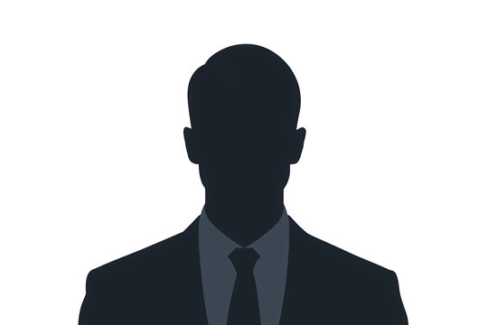 Businessman silhouette avatar showing an anonymous professional icon with suit and tie against a transparent background