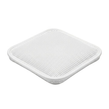 White square mesh tray with rounded edges isolated on transparent background