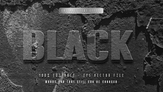 Black Editable text effect with natural stone background