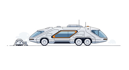 Futuristic space exploration vehicle and lander illustration. © Dwi