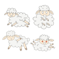 Obraz premium Cute Sheep Expression Set Cartoon Illustration