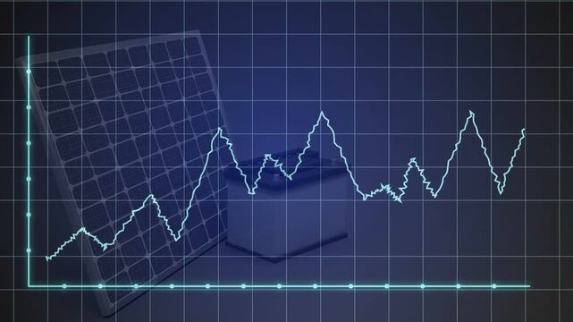 Glowing cyan trace drawing right from axes on input, rising, peaking, settling, showing trend