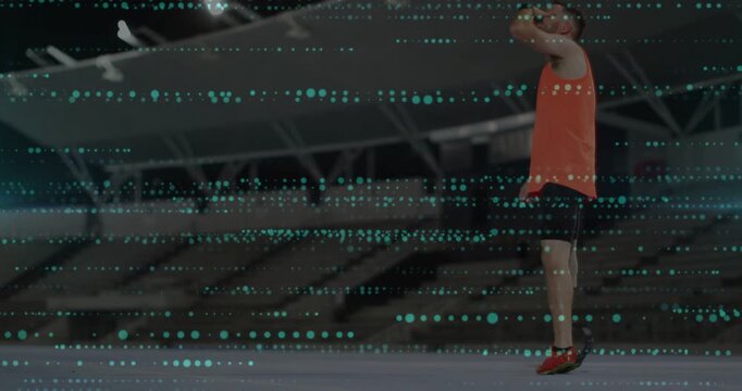 Athlete pausing, checking wrist, testing blade while balancing and stepping left during training