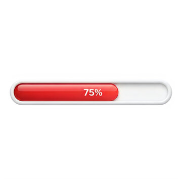 Progress Bar Indicator: A sleek red progress bar indicating 75% completion, symbolizing progress and digital loading. 