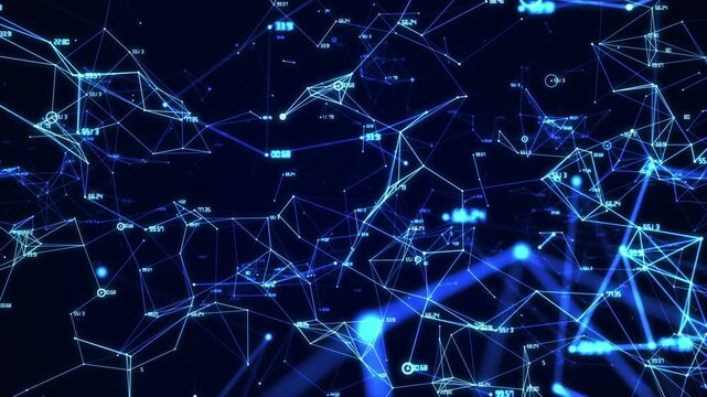 Complex Digital Network Showing Data Connections And Abstract Nodes